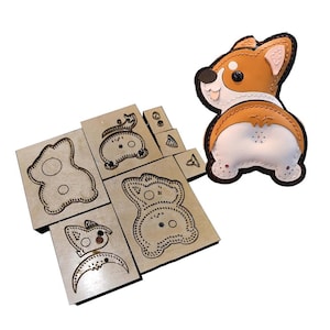 Cute Corgi Pendant Punch Die cut set,DIY funny Cartoon corgi Dog Animal Keychain Leather Cutting Die Cut Mold Leather Crafts Kraft Tool