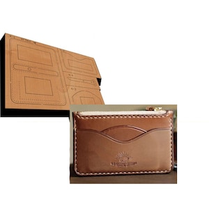 Bolsa de tarjetas con cremallera, molde troquelado, juego de troqueles de cuero DIY, juego de herramientas Kraft para artesanías de cuero, molde de modelado de cuero