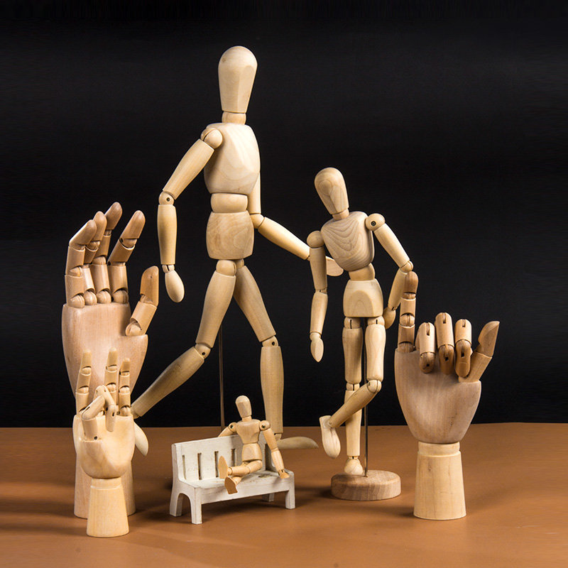 Rotatable Wooden Hand Ornament and Joint Doll Home Decorations