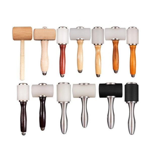 New! Leather Carving Nylon hammer wood handle,Aluminum alloy handle nylon hammer,Leather hammer tool