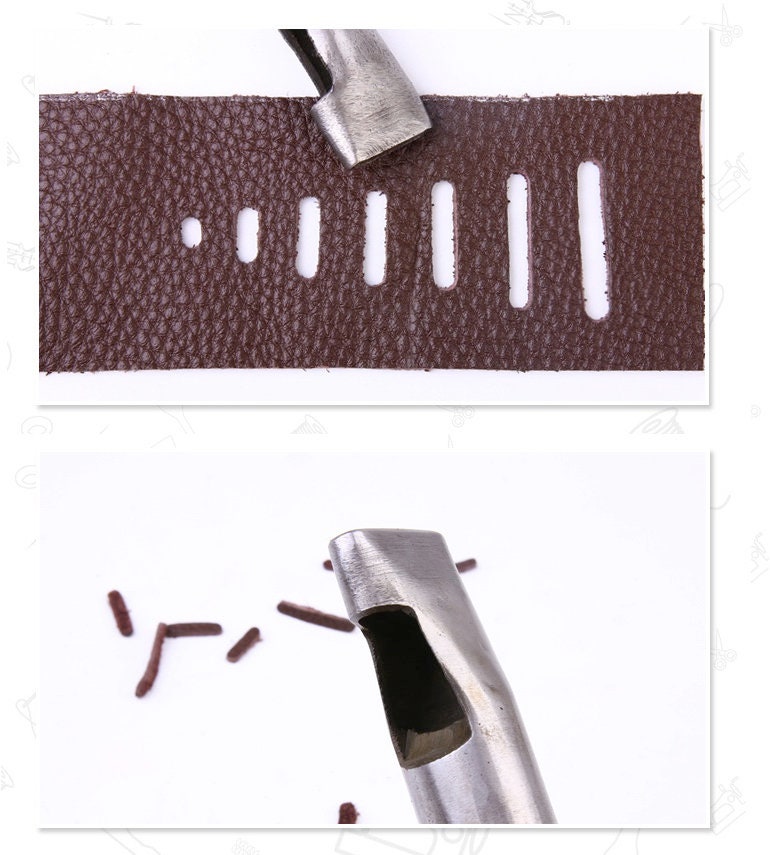 9 Stuks Stalen Lederen Perforator, 2 Mm Lederen Ovale Vorm Perforator Kit Cutter Holle Doe-het-zelf Tool voor Riem Horlogeband Leathercraft Werken
