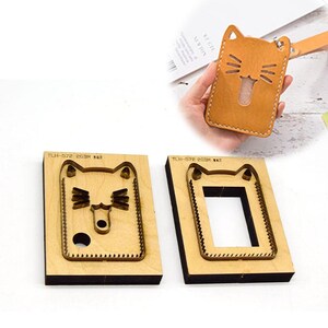Jeu de matrices de perforation en cuir personnalisé pour sac pour cartes de chat, moule de découpe creux en cuir de chat, outil kraft pour travaux manuels en cuir
