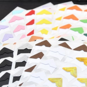 24 stks/vel 13 gekleurde papieren hoekstickers, gekleurde hoekstickers voor doe-het-zelf scrapbooking, kleur kraftpapier fotomontagehoeken zelfklevend