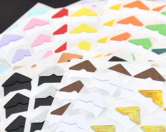 24 pcs/sheet 13 Color paper corner stickers, Color corner stickers for DIY Scrapbooking, color Kraft Photo Mounting Corners Self Adhesive