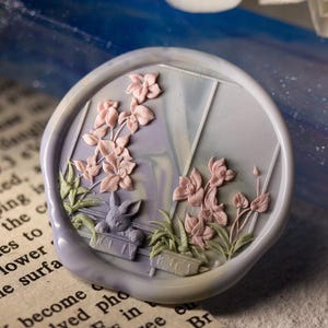Juego de sellos de cera con forma de conejo en relieve, sello de cera de conejo para envolver regalos con mango de madera, sello de cera con letras personalizable