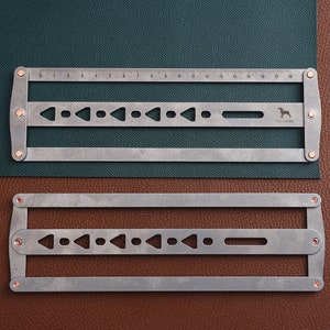 Belt-assisted positioning punch ruler, belt ruler, leather ruler, leather ruler, handmade leather DIY adjustable 18~48mm