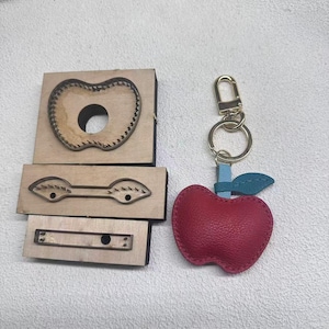 Jeu de matrices de perforation en cuir pomme, moule de découpe de cuir de porte-clés pomme bricolage, outil kraft d'artisanat en papier pomme sizzix