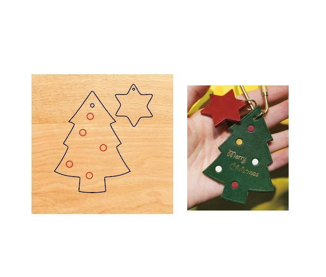 クリスマスツリーペンダント、レザークラフトツール、レザーパンチ
