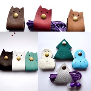子猫ケーブル収納レザーパンチダイセット、クリスマスヘッドフォン収納レザーカッティングダイカットモールド、レザークラフトクラフトツール