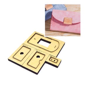 Molde troquelado para cortar bolsas de tarjetas con botones de cuero, juego de troqueles para perforar bolsas de tarjetas de cuero para bricolaje, juego de herramientas Kraft para manualidades de cuero