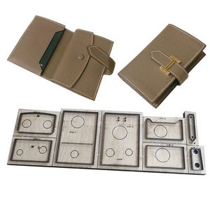 Juego de troqueles de perforación de cuero para portatarjetas con solapa y hebilla en forma de H, molde de troquelado de cuero para billetera personalizada, herramienta Kraft para artesanías de cuero