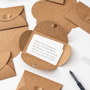 Heart Kraft Envelopes Set,Personalized Printing Envelopes With Love Heart Closure,Blank Cards,Mini Coin Envelopes,Gift Card Envelopes, image 11