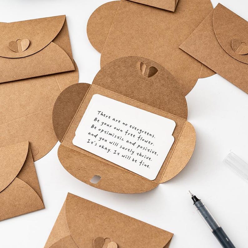 Heart Kraft Envelopes Set,Personalized Printing Envelopes With Love Heart Closure,Blank Cards,Mini Coin Envelopes,Gift Card Envelopes, image 11