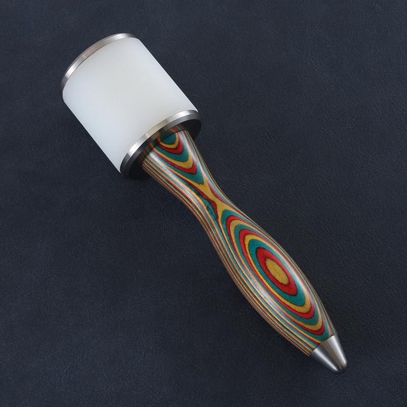Martello per martello da intaglio in pelle, martello in nylon fai-da-te in pelle con manico in legno per pelle di vacchetta da lavoro Sew Club(Primary Color Handle-Testa singola