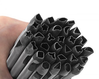 38 leather carving stamp tools, various types of leather tools, shape pattern printing tools punch,Hole Leather Crafts Maker,Leather Tool