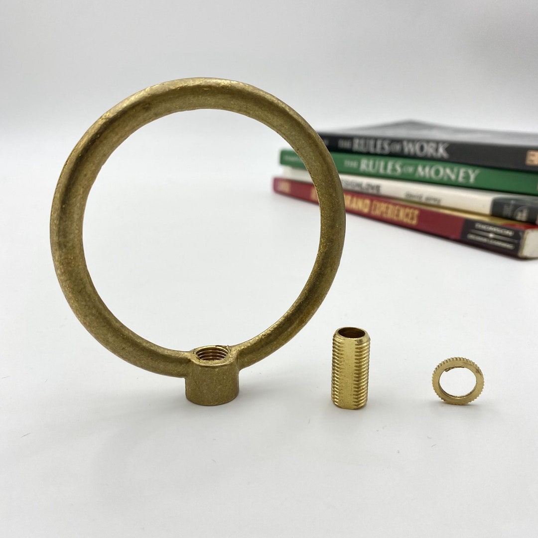 Untreated Brass Loop Lamp Finial Raw Brass Ring Finial With 3/8 Female
