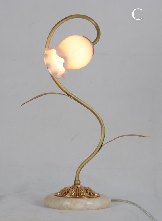 apotheek op vakantie borst Pink Floral Table Lamp With Glass Lamp Shade Art Nouveau - Etsy