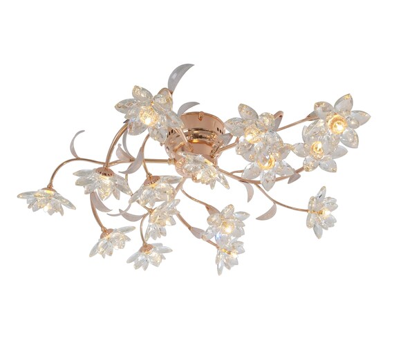 Handmade Semi Flush Ceiling Lamp Brass Crystal Floral Shade Rose Gold Modern Industrial Lighting Custom Pendant Light Lotus