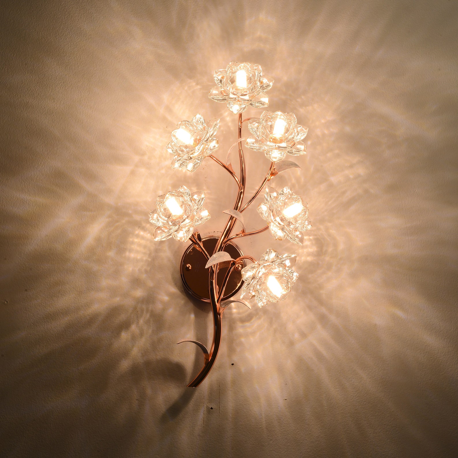 Lotus Flower Wall Sconces Brass Wall Lamp With Glass Lamp Etsy