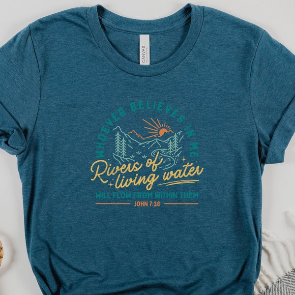 Rivers of Living Water, John 7:38, Christian Apparel, Children's Ministry, Kids Ministry, Youth Ministry, Bible Shirt