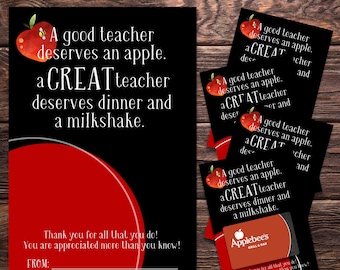 Applebee's Gift Card Holder - Teacher Appreciation Gift - Volunteer Gift Idea - Volunteer Appreciation - Children's Ministry