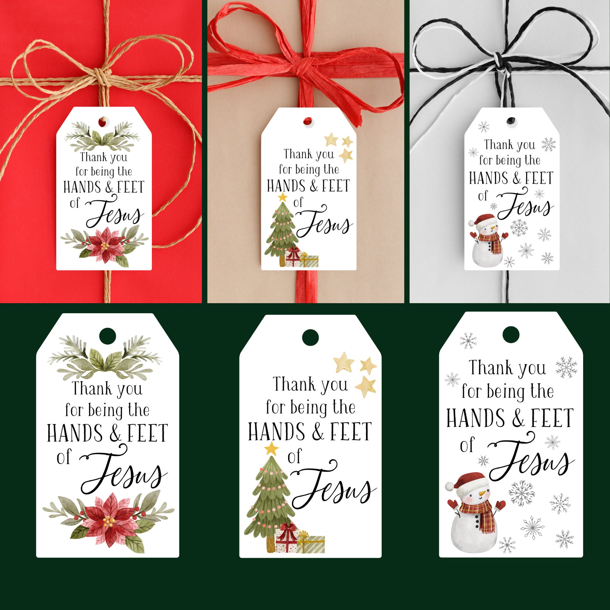 Christmas Gift Tag - Thank You for Being the Hands & Feet of Jesus ...