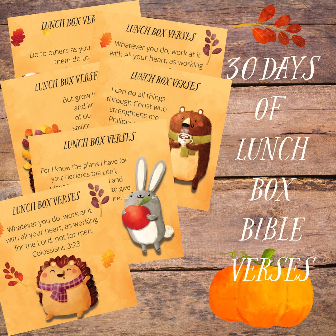 Lunch Box Bible Verses - Fall Bible Verses for Children - Bible Verses ...
