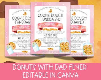 Cookie Dough Fundraiser Flyer | Editable Bake Sale Fundraiser Template | Church | School | Canva Printable Flyer | PTO | PTA Ideas