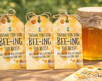 Printable Gift Tag, Volunteer Thank You, Thank You For BEE-ing the BEST!, Bible Verse, Scripture, Christian, Bumble Bee, Sweet as Honey
