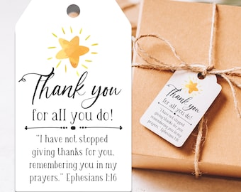 Printable gift tag, Volunteer thank you, Teacher thanks, Christian Bible Verse, Scripture thank you, Childrens Ministry