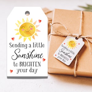 Een beetje zonneschijn sturen om je dag op te fleuren, Afdrukbaar cadeaukaartje, Ik denk aan jou, Jij bent mijn zonneschijn, Bedankkaart