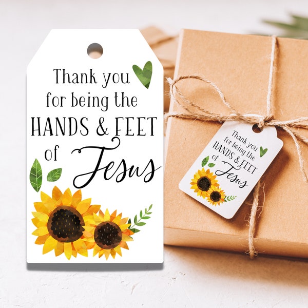 Volunteer Appreciation Thank you Gift Tags - Thank you for being the hands and feet of Jesus - Children's Ministry Leader Gifts