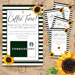Starbucks Geschenkkartenhalter, Sonnenblumen-Geschenkkartenhalter, Kaffee-Geschenkkartenhalter, Lehrer-Geschenke, Kinderkirchenführer, Sonntagsschule