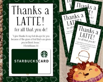 Thanks a Latte Coffee Gift Card Holder Starbucks Gift Card Holder Teacher Appreciation Gift Idea Coffee Shop Gift Card Children&#39;s Ministry