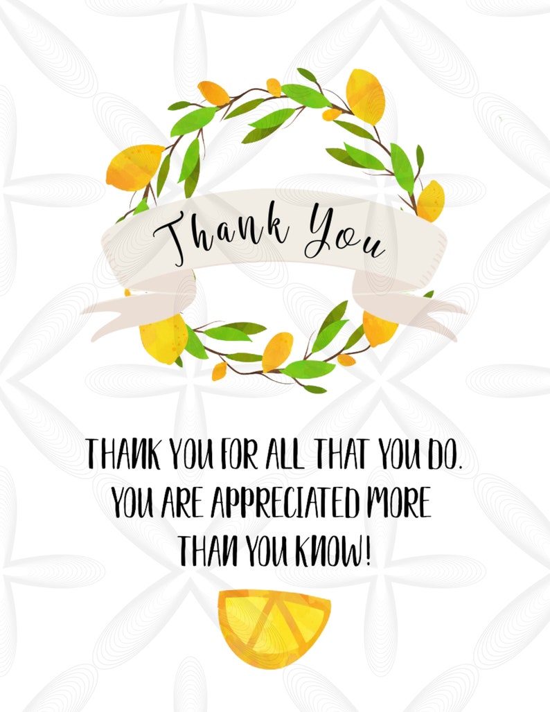 Volunteer Appreciation Lemon Gift Tag Volunteer Thank You Appreciation Tag Church Ministry Thank