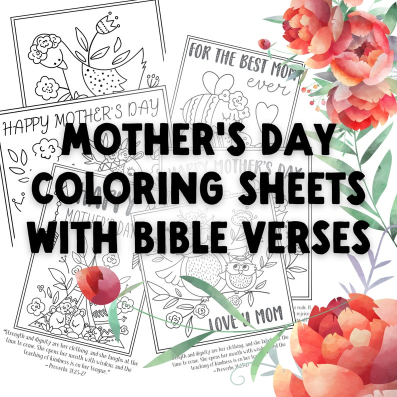 Mother's Day Coloring Pages With Bible Verses, Children's Church ...