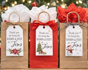 Christmas Gift Tag - Thank you for being the Hands & Feet of Jesus - Volunteer Appreciation - Teacher gift tag - Children's Ministry Gift