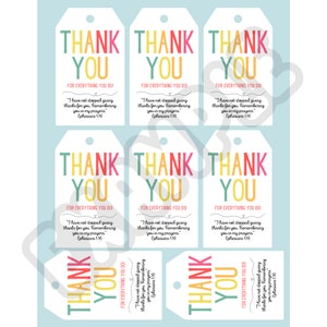 Thank You Gift Tags for Volunteers - Teacher Gift Tags - Volunteer ...