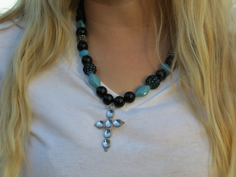 Beaded Western Cross Pendant Necklace