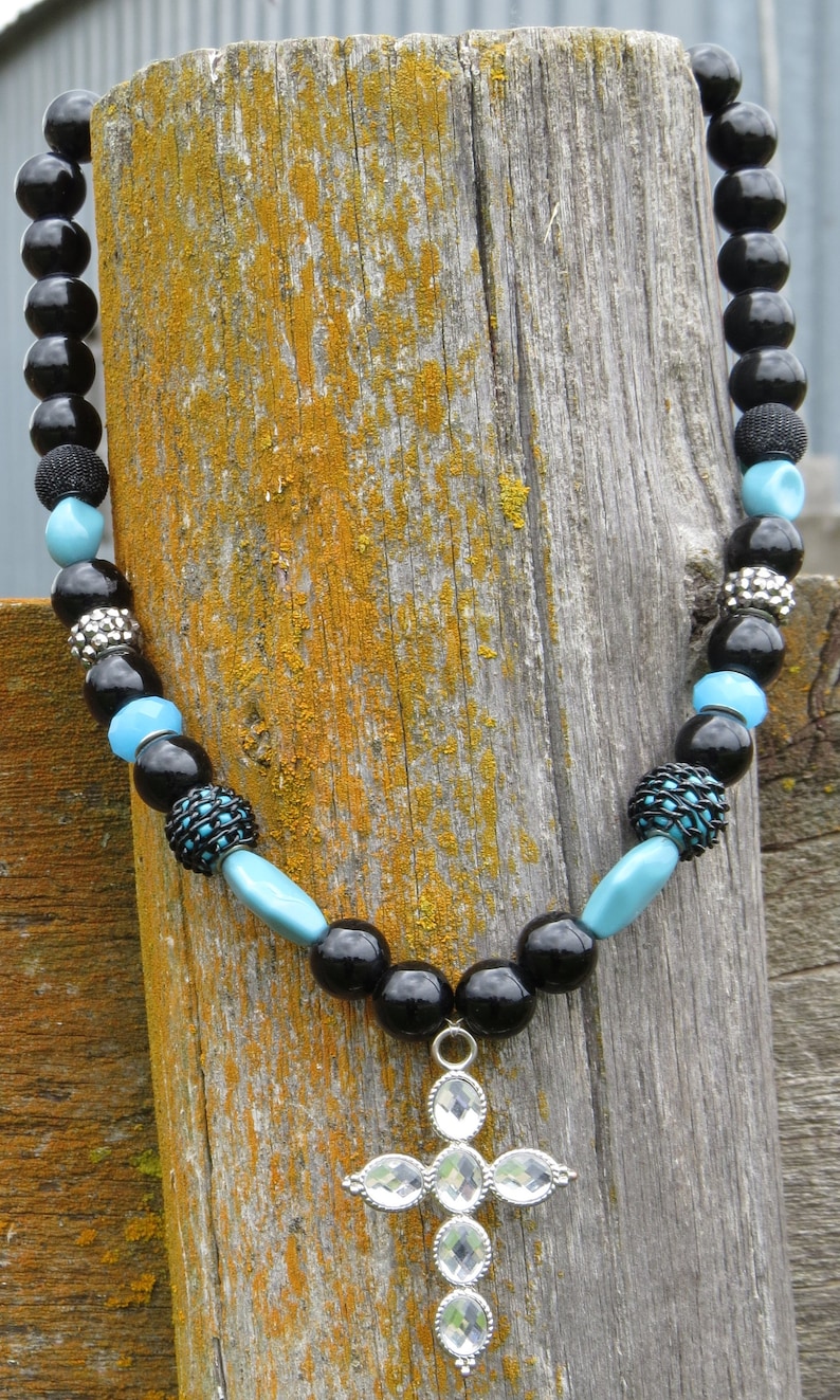 Beaded Western Cross Pendant Necklace