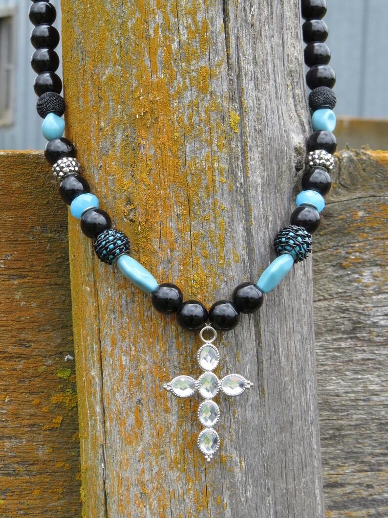 Beaded Western Cross Pendant Necklace