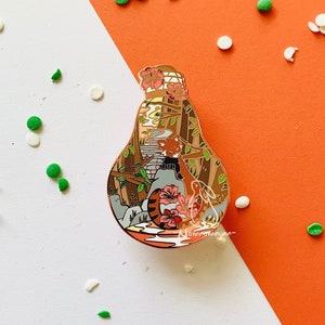 Autumn Red Panda Hibiscus Hard Enamel Pin | Nature Lightbulb 2 Series