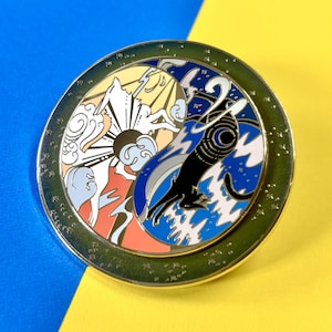 Wolf and Cat Hard Enamel Pin | Spinning Pin