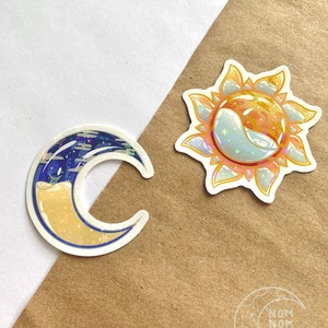 Glazen zon en maan | Holografische stickers Galaxy of Stars