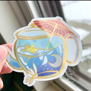 Fireflies in a Glass Teapot Holographic Sticker