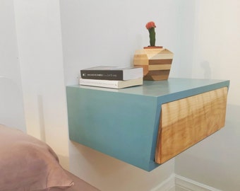 Table de chevet flottante en bois - Table de chevet facile à accrocher