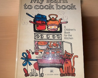 Mi libro para aprender a cocinar, edición vintage de 1967, tapa dura, Big Golden Book, 1ª edición.