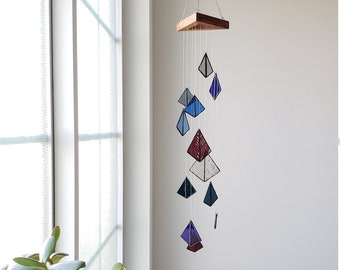 STORMCLOUD - Blue and Purple Stained Glass Mobile, Hanging Art, Glass Sculpture, Home Decor, Modern Glass Art