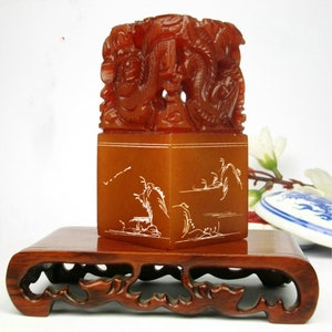 Sigillo cinese Timbro d'arte cinese personalizzato Timbro cinese squisito Paesaggio intagliato a mano Sigillo in pietra Timbro con nome cinese per calligrafia e pittura