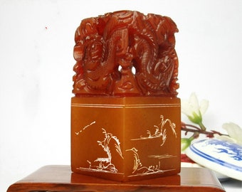 Sigillo cinese Timbro d'arte cinese personalizzato Timbro cinese squisito Paesaggio intagliato a mano Sigillo in pietra Timbro con nome cinese per calligrafia e pittura